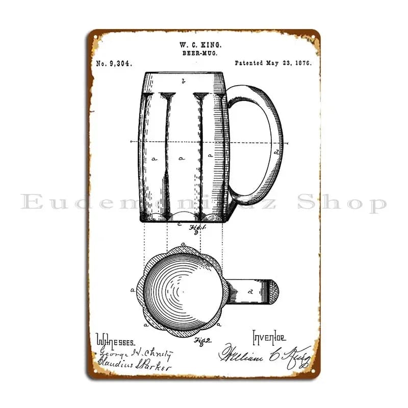 Targa in Metallo con Brevetto della Boccale da Birra del 1876, Personalizzabile per Club, Pub, Soggiorno, Insegna in Latta, Poster