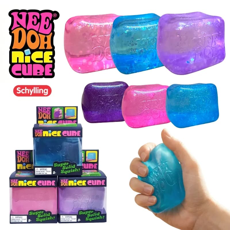 Schylling Nice Glitter Cube Giocattolo Sensoriale Antistress Antiansia per ADHD, Scatola a Sorpresa