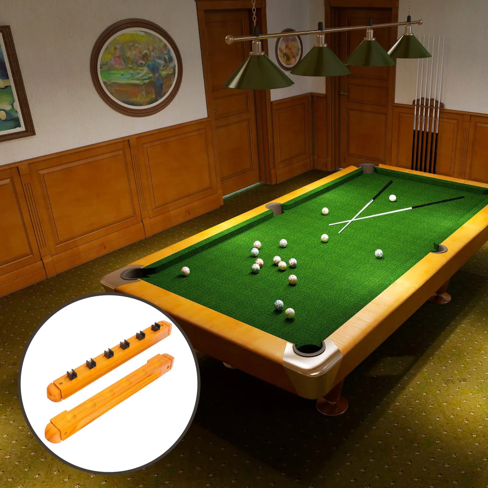 Set di 1 Portastecche da Biliardo da Parete in Legno, Supporto Multiuso Salvaspazio per Stecche da Biliardo, Espositore Decorativo per Stecche