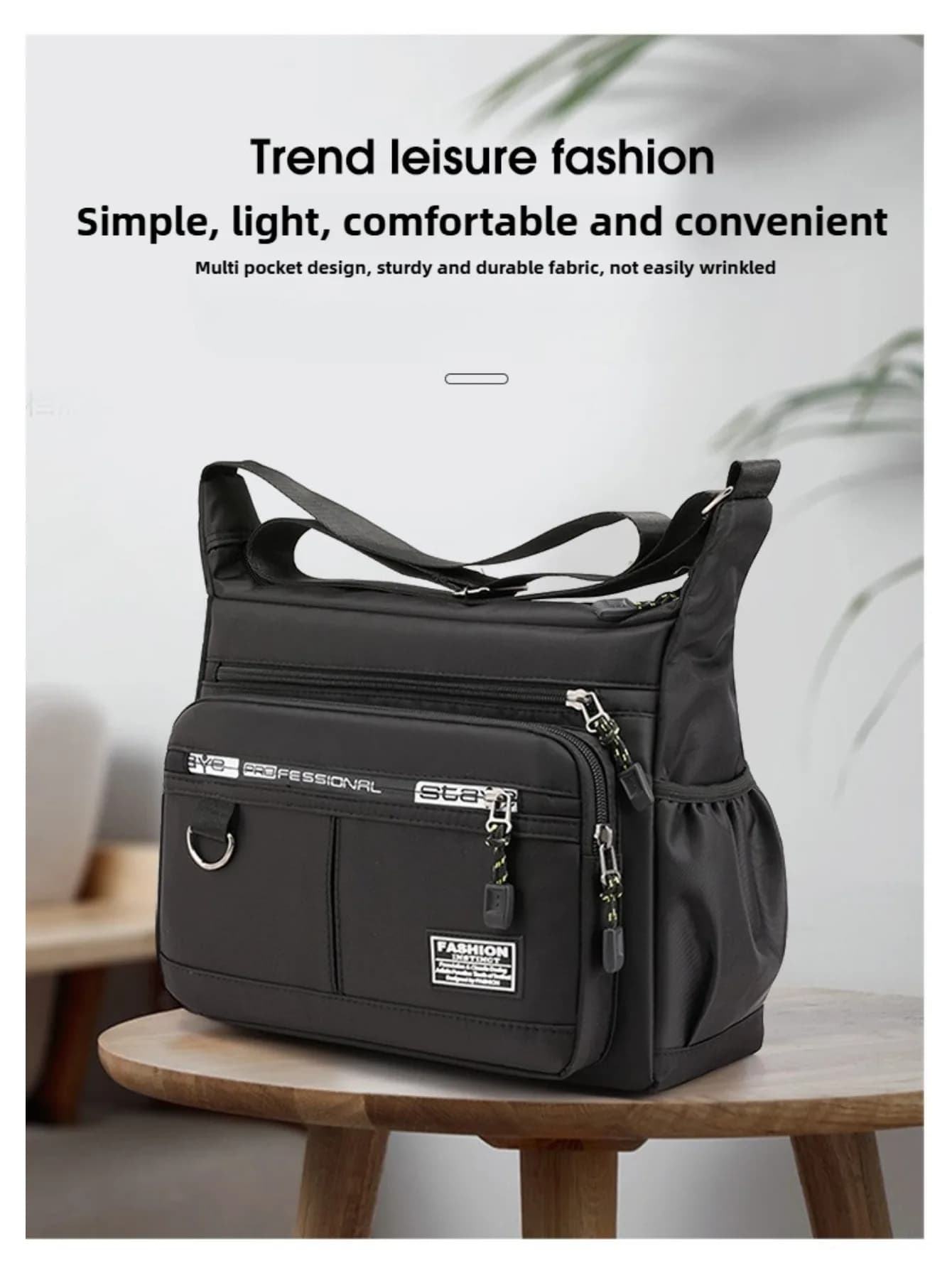 Borsa a tracolla da uomo alla moda, borsa a spalla casual multitasche per il pendolarismo quotidiano e lo shopping