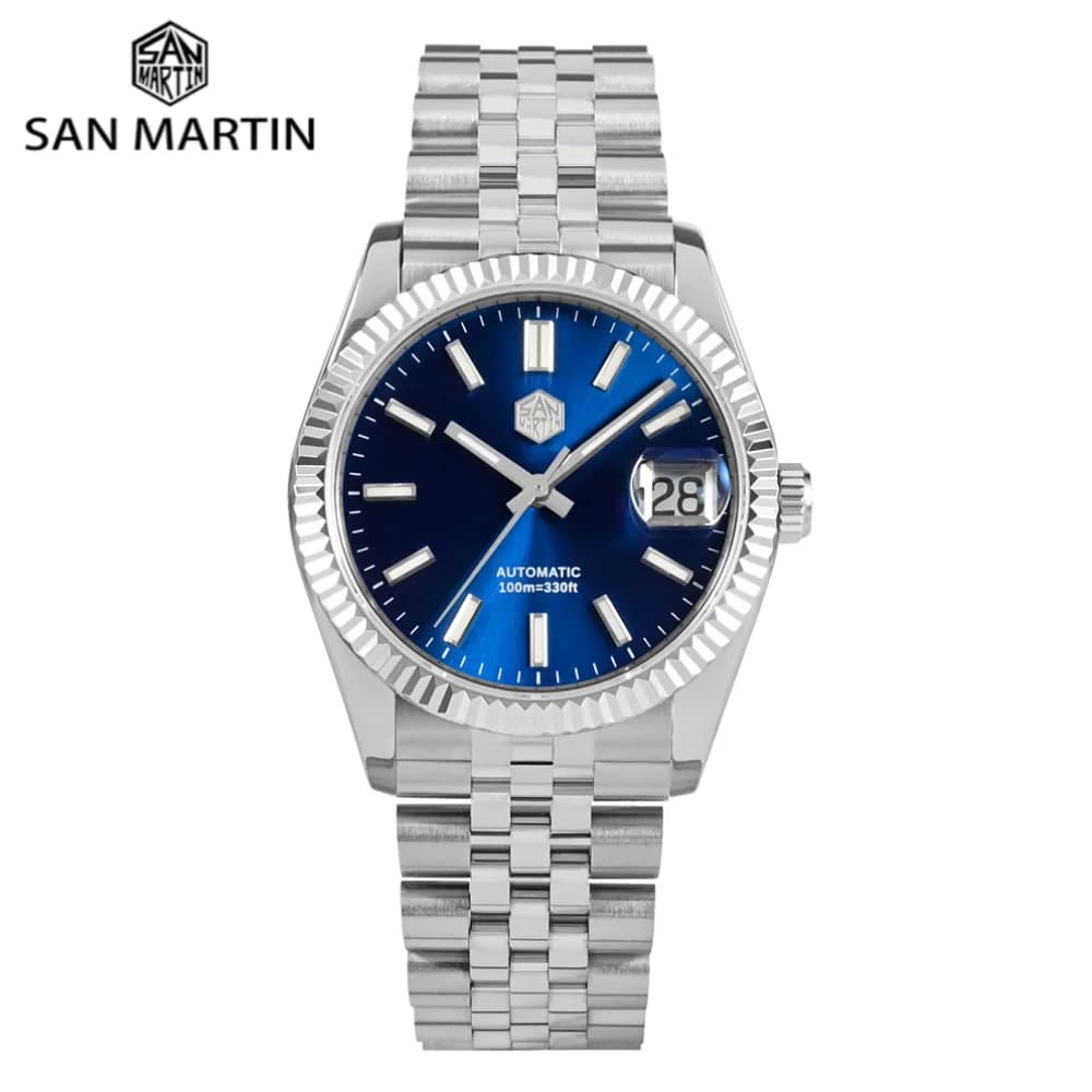 Orologio San Martin da uomo Orologi meccanici Impermeabile 36,5 mm Orologio da polso automatico di lusso Data Vetro zaffiro Lume 10Bar SN0058x