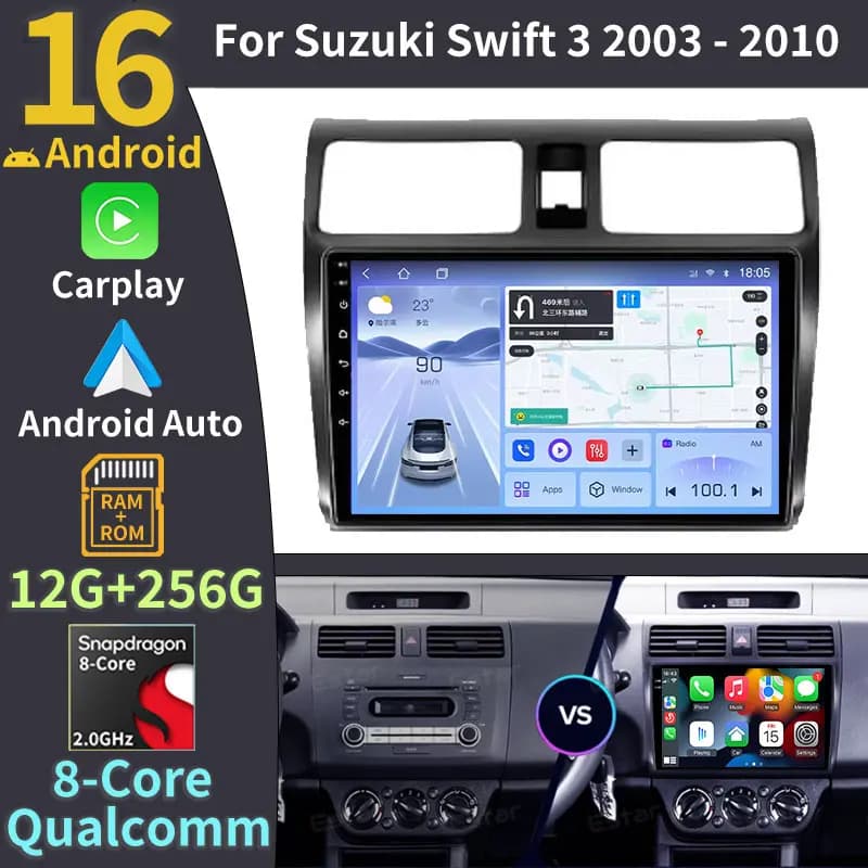 Wireless Carplay Android Auto For Suzuki Swift 3 2003 - 2010 Android 16 Car Radio 360 Camera 2din Head Unit BT Multimedia Player