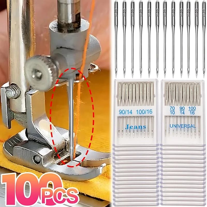 100/20pcs Aghi per macchina da cucire Jeans Aghi per cucire a punta normale universale Testa a sfera per forniture per macchine da cucire domestiche