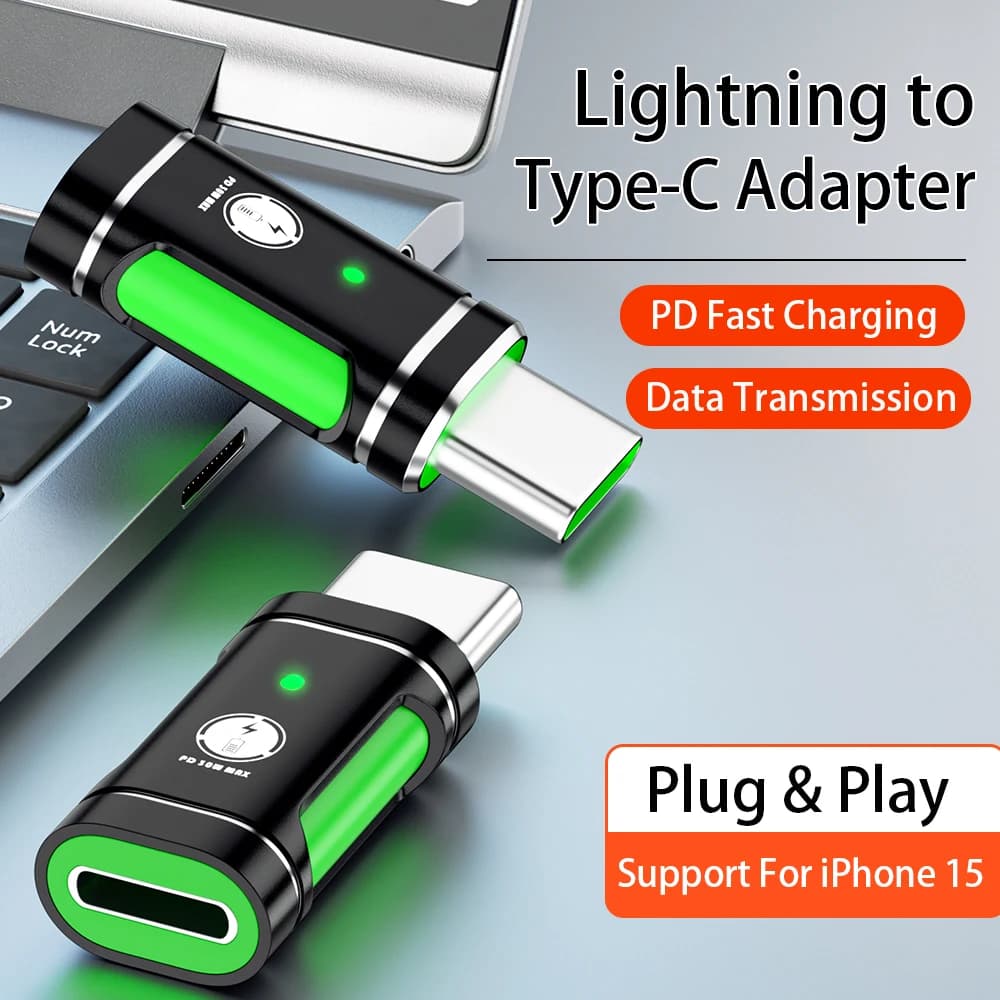 Adattatore Lightning a USB C, da 8 pin femmina a USB C 20W, da iOS a Type-C per iPhone 15 14 13 Pro Max, Huawei, Xiaomi, Samsung