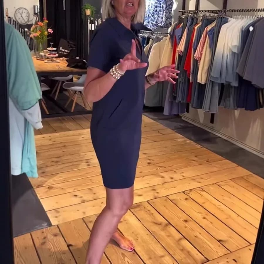 【New style】 European and American women's clothing spring new style solid color lapel zipper short-sleeve pocket casual dress b
