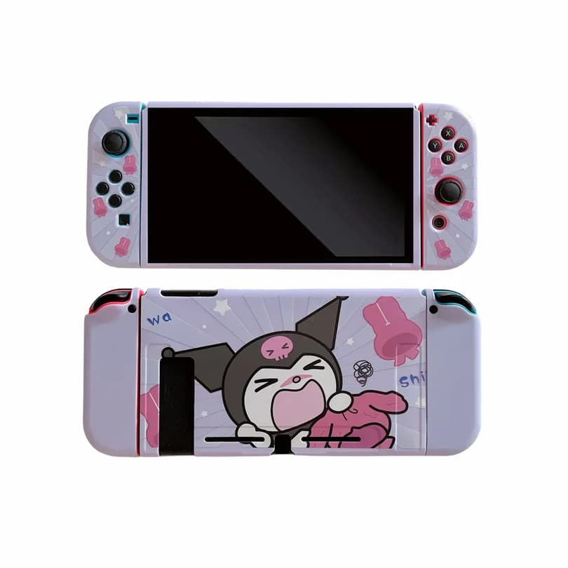 Custodia Protettiva Morbida in TPU Sanrio Cute Kuromi per Controller Nintendo Switch NS Joy-Con, Cover Posteriore Protettiva
