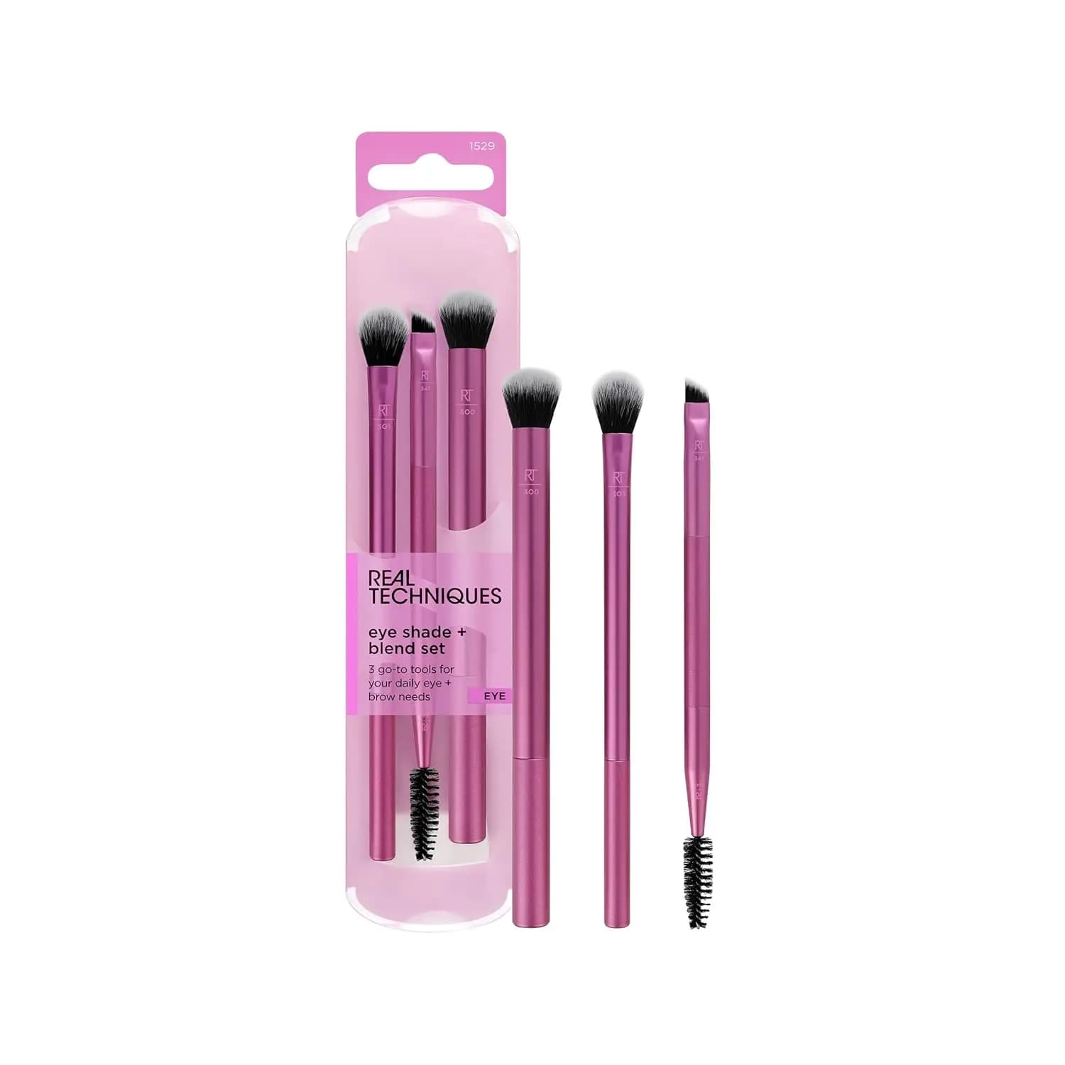 Real Techniques Trio di Pennelli per Ombretto e Sfumatura, Setole Sintetiche, Vegani e Cruelty-Free, Confezione da 3