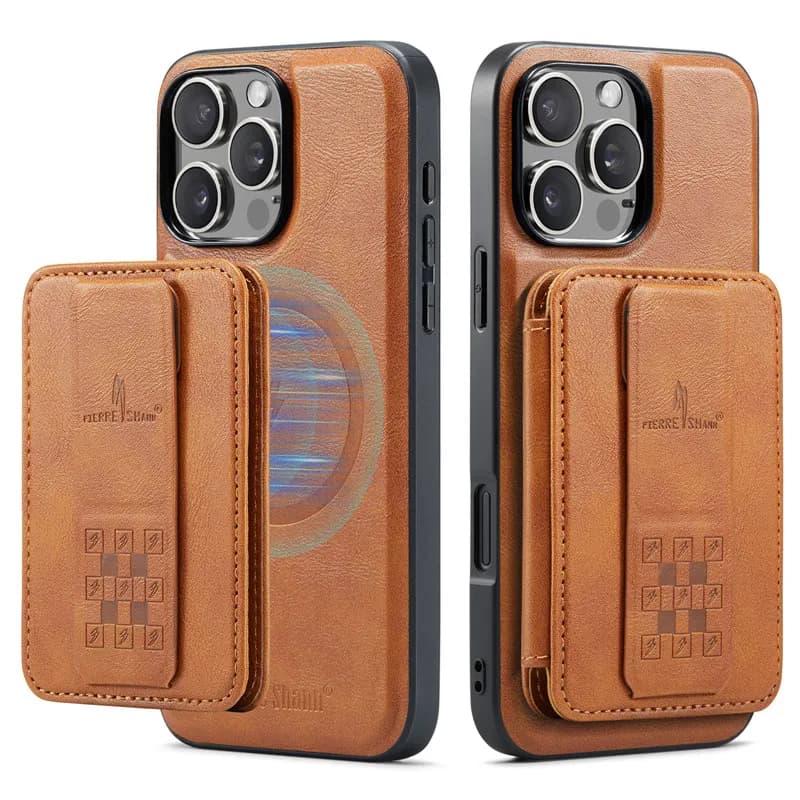 2 in 1 Removable Magnetic Card Wallet Case For iPhone 11 12 13 14 15 16 17 Pro Max Air Retro Leather Card Slots Stand Cover