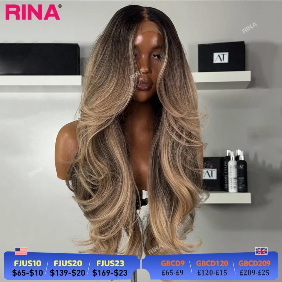 Ombre Blonde Highlight Color 200 Density 13x4 13x6 Human Hair Lace Front Wig Transparent Lace Brazilian Hair For Women Body Wave