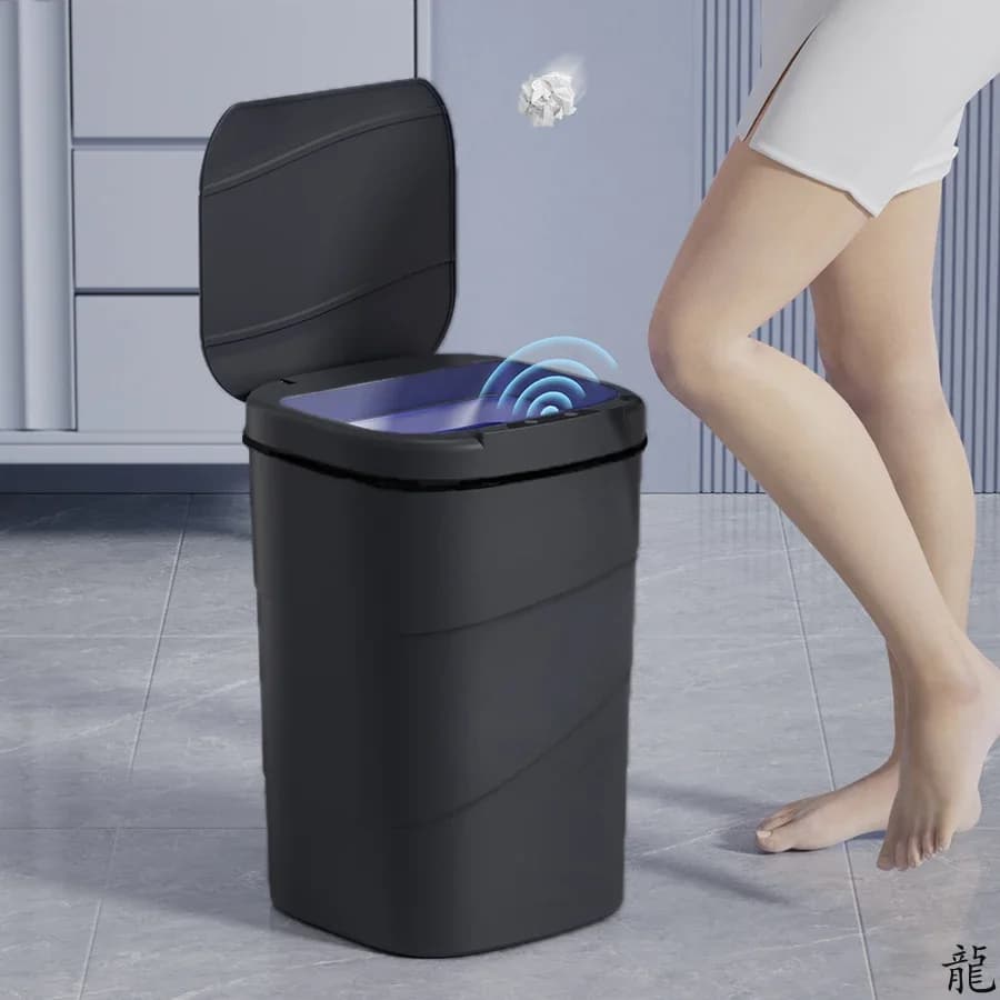 Cestino Intelligente con Sensore e Chiusura Automatica, Alimentato a Batteria per Bagno, Casa, Ufficio