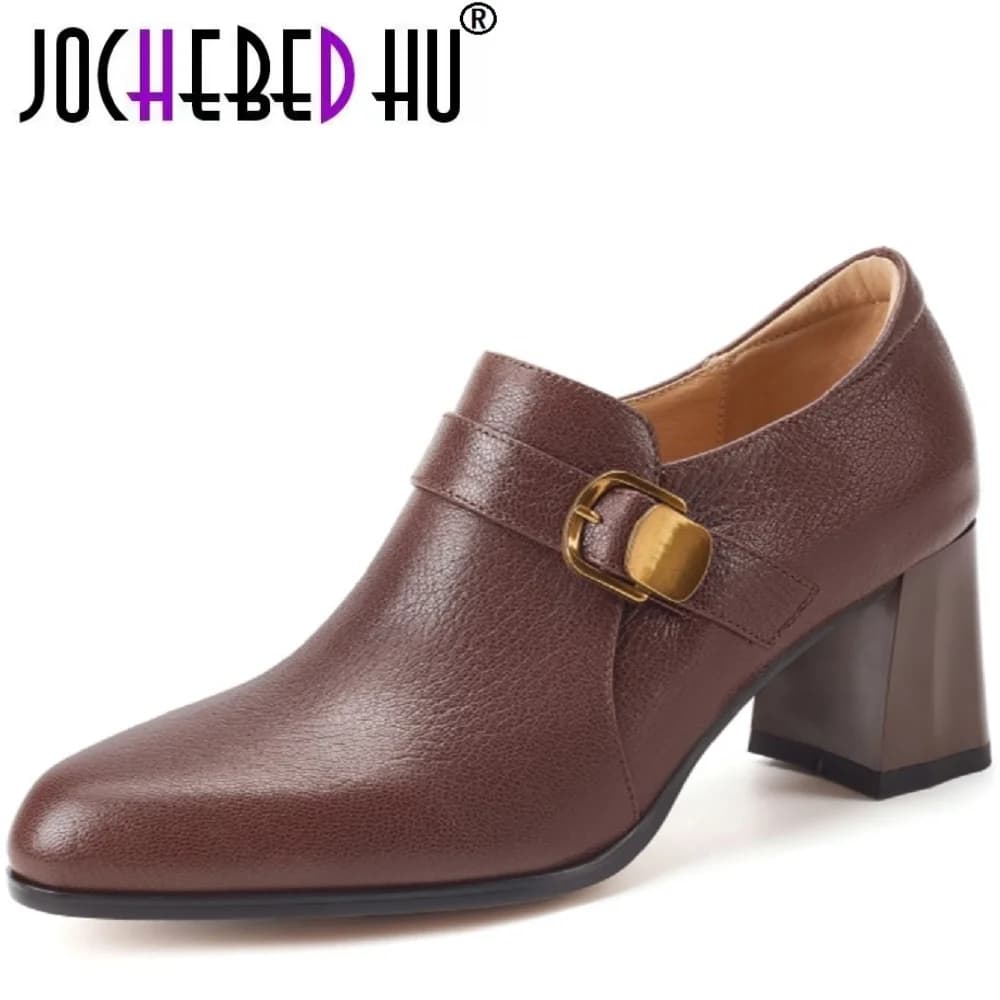 daJOCHEBED HU daNew handmade women's shoes in real leather with round, soft and comfortable tip, with big heel, moccasins with high heel, women's shoes 34-40