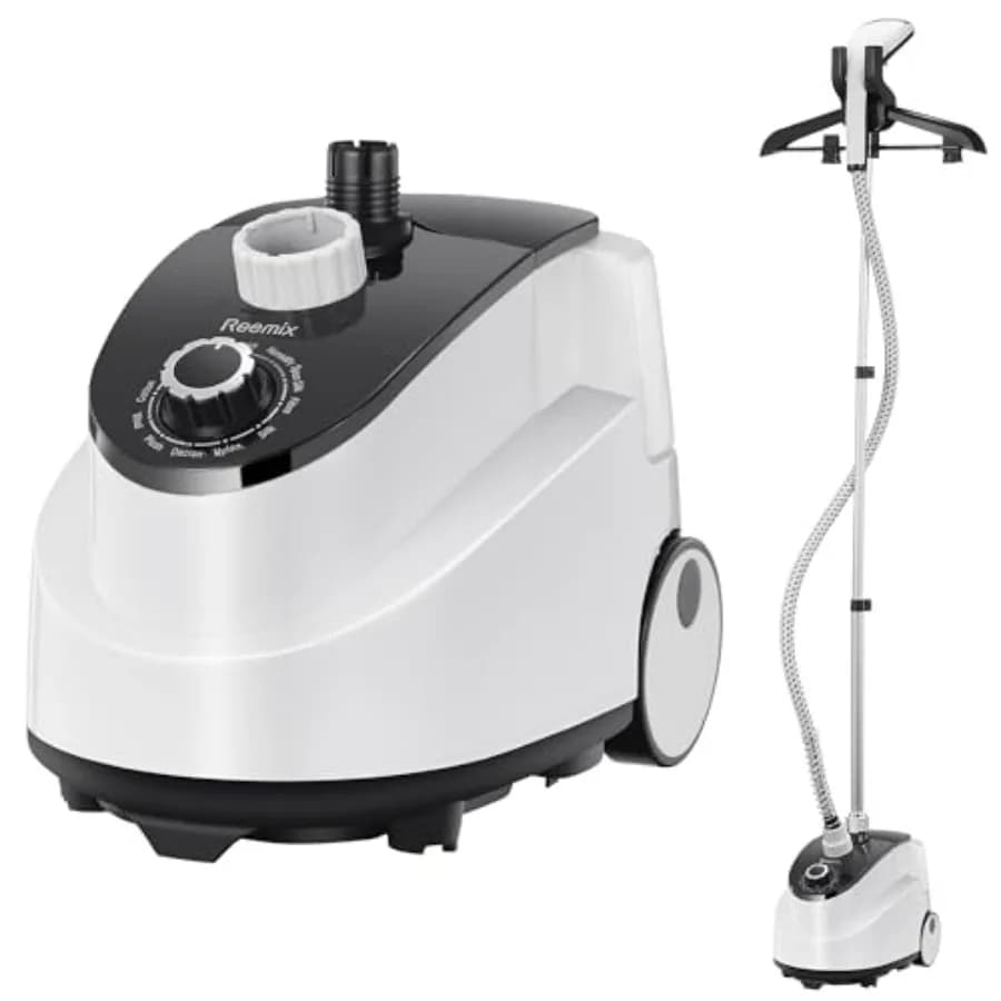 Vaporizzatore Professionale per Vestiti con Appendiabiti, Riscaldamento in 30 Secondi, Ampio Serbatoio d'Acqua Rimovibile per 1 Ora