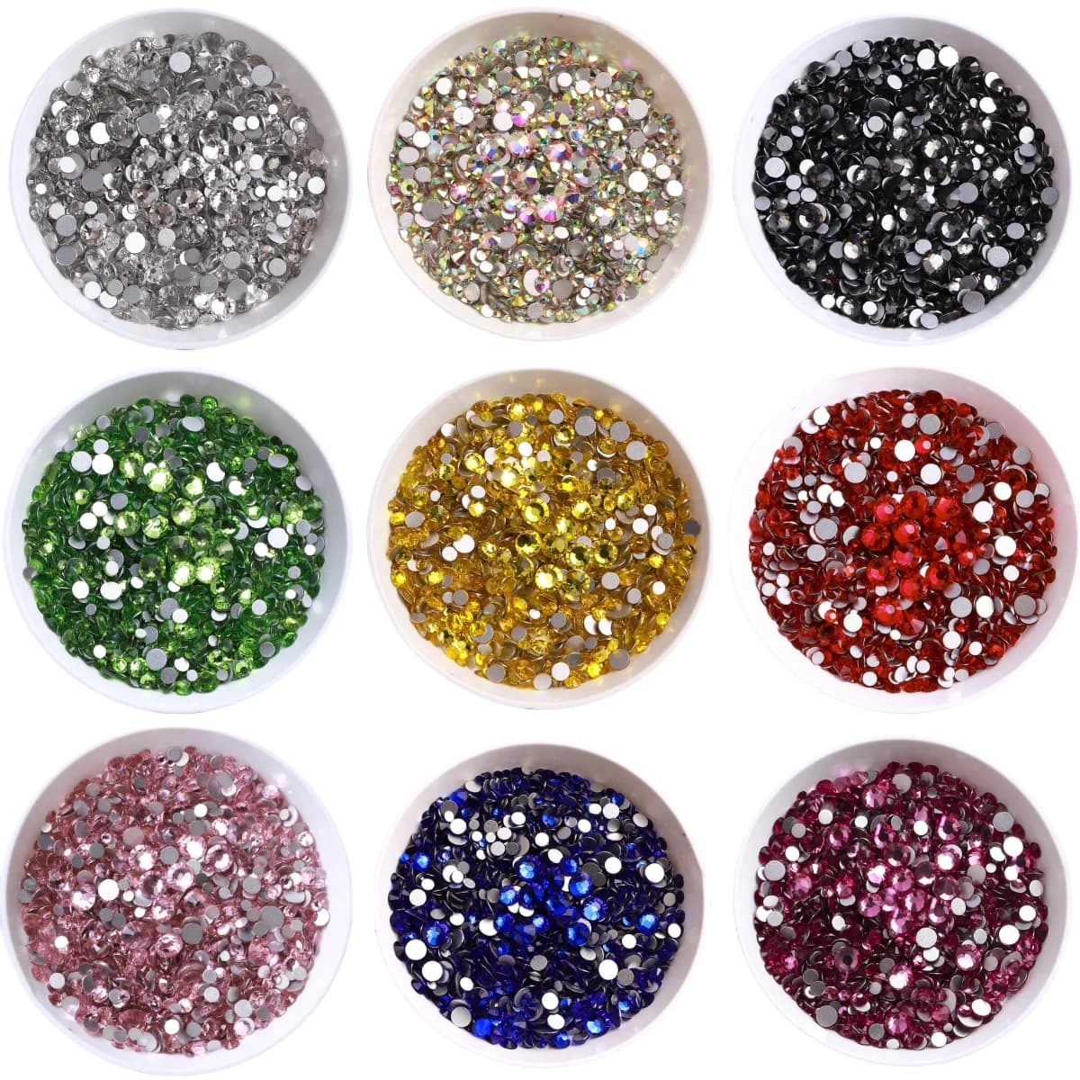3000 Pz/borsa All'ingrosso Scintillante Flatbase Strass di Vetro Formato Della Miscela Non Hotfix di Cristallo Per Unghie Artistiche Artigianato Decorazione Dell'indumento
