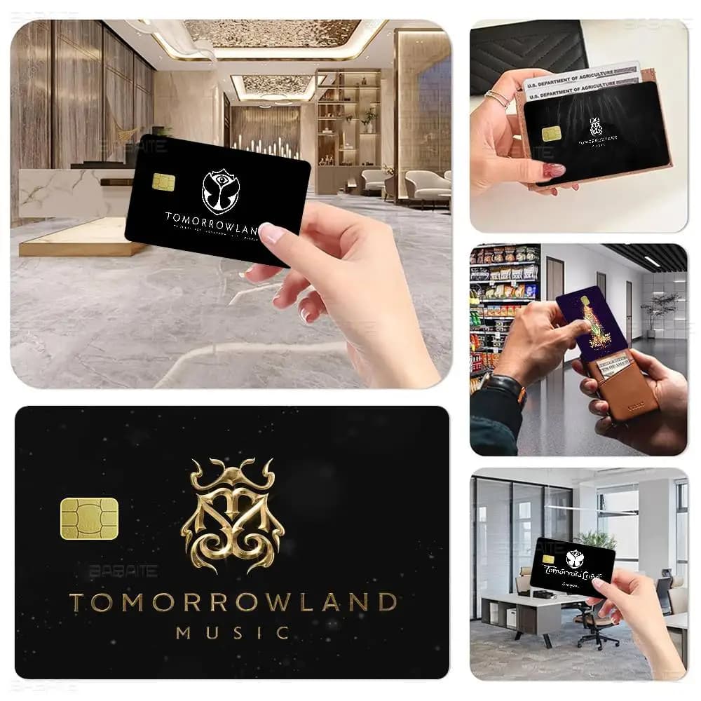 Adesivo con Logo Musicale Tomorrowland per Carte di Credito e Debito con Chip Piccolo, Lato Anteriore