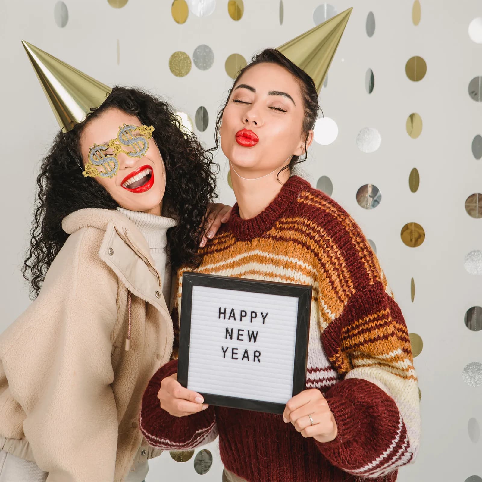 Fun Dollar Shape Sunglasses, Golden Metal Photo Accessories, Unique Design Carnival Glasses for Party Costumes