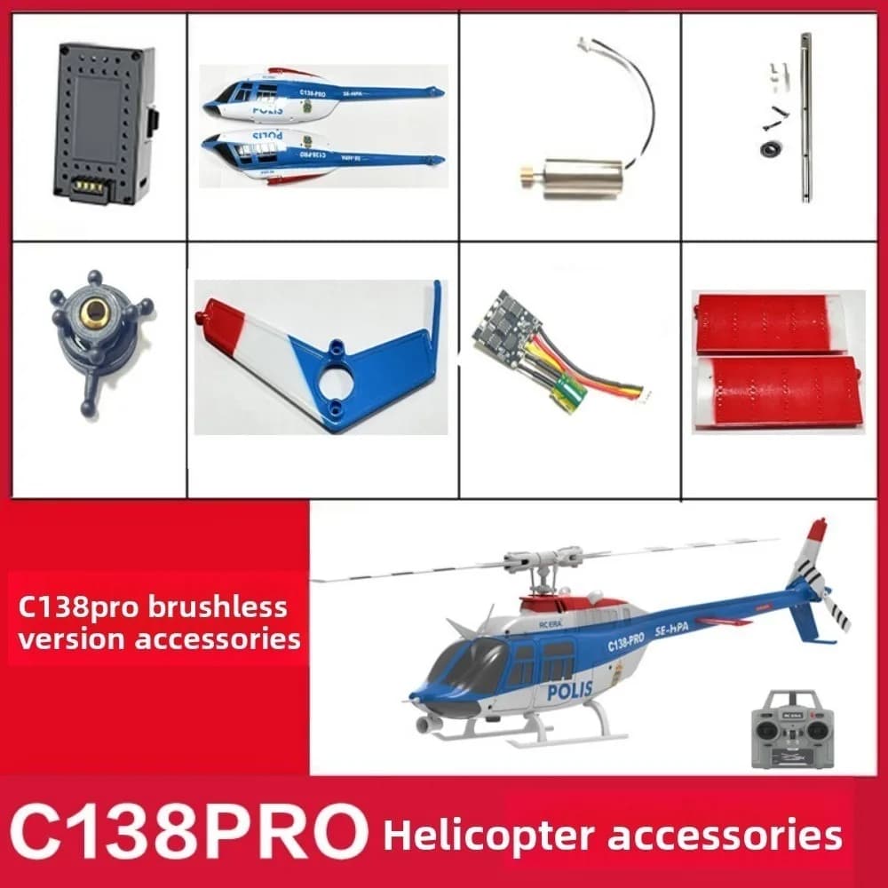 Elicottero RC in Plastica con Accessori Completi, Multi-stile, 6 Canali, Batteria, Carrello di Atterraggio, Parti per Giocattoli Telecomandati