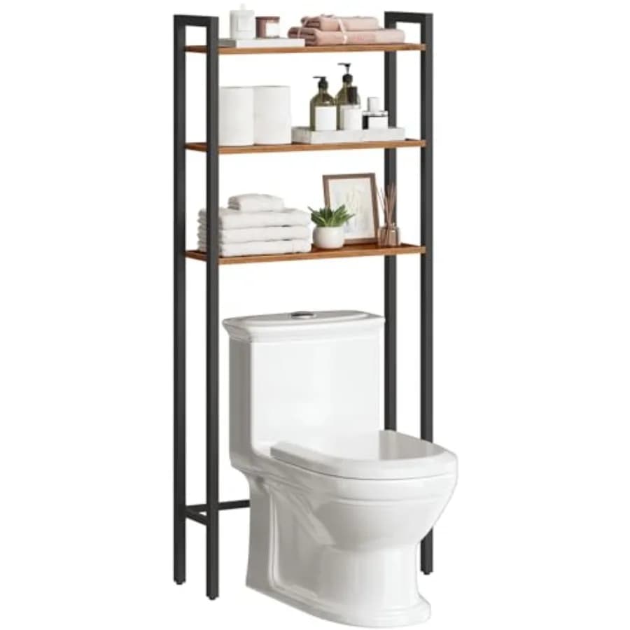 Organizzatore da Bagno a 3 Ripiani Sopra il WC, Scaffale Autoportante Salvaspazio Facile da Montare