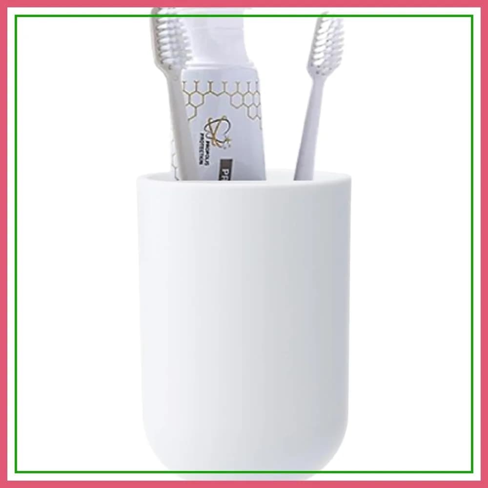 Bicchiere in Plastica per Spazzolino da Denti da 350ml, Portaspazzolino e Bicchiere da Bagno per Viaggi o Uso Domestico (Bianco)