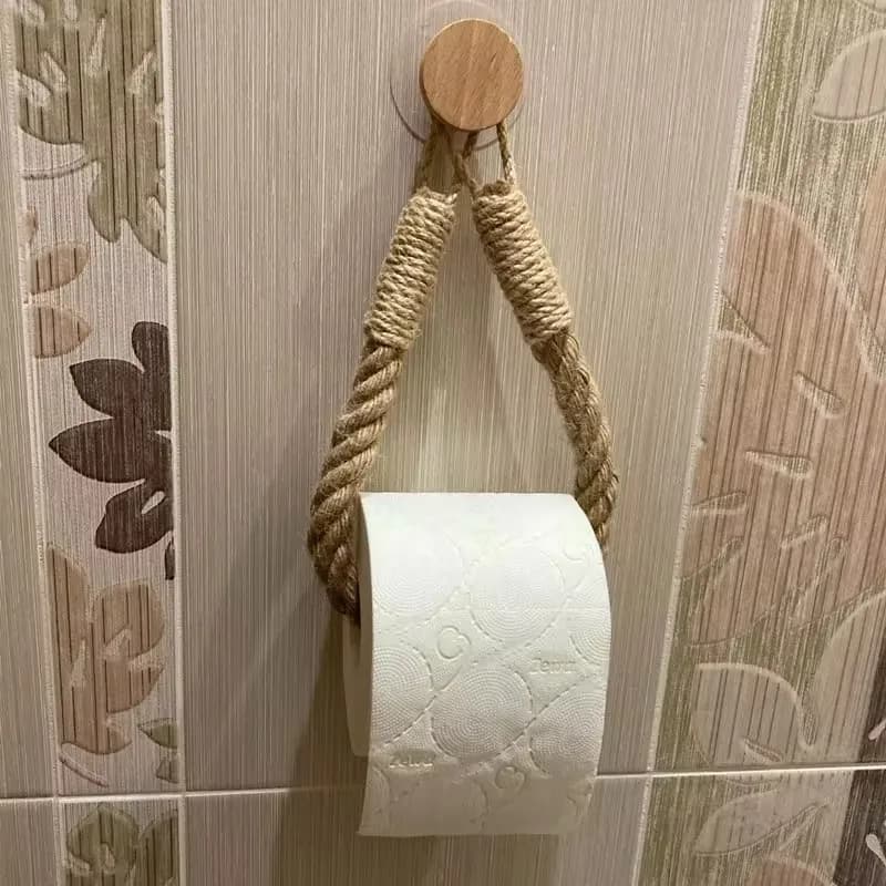 Porta asciugamani vintage con corda appesa, porta carta igienica, casa, hotel, decorazione per il bagno, portaoggetti, ventosa, montaggio a parete mobile