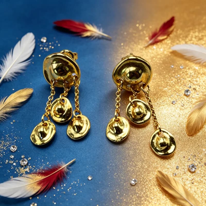 Gold-Tone Multi-Charm Fringe Dangle Earrings, Hypoallergenic