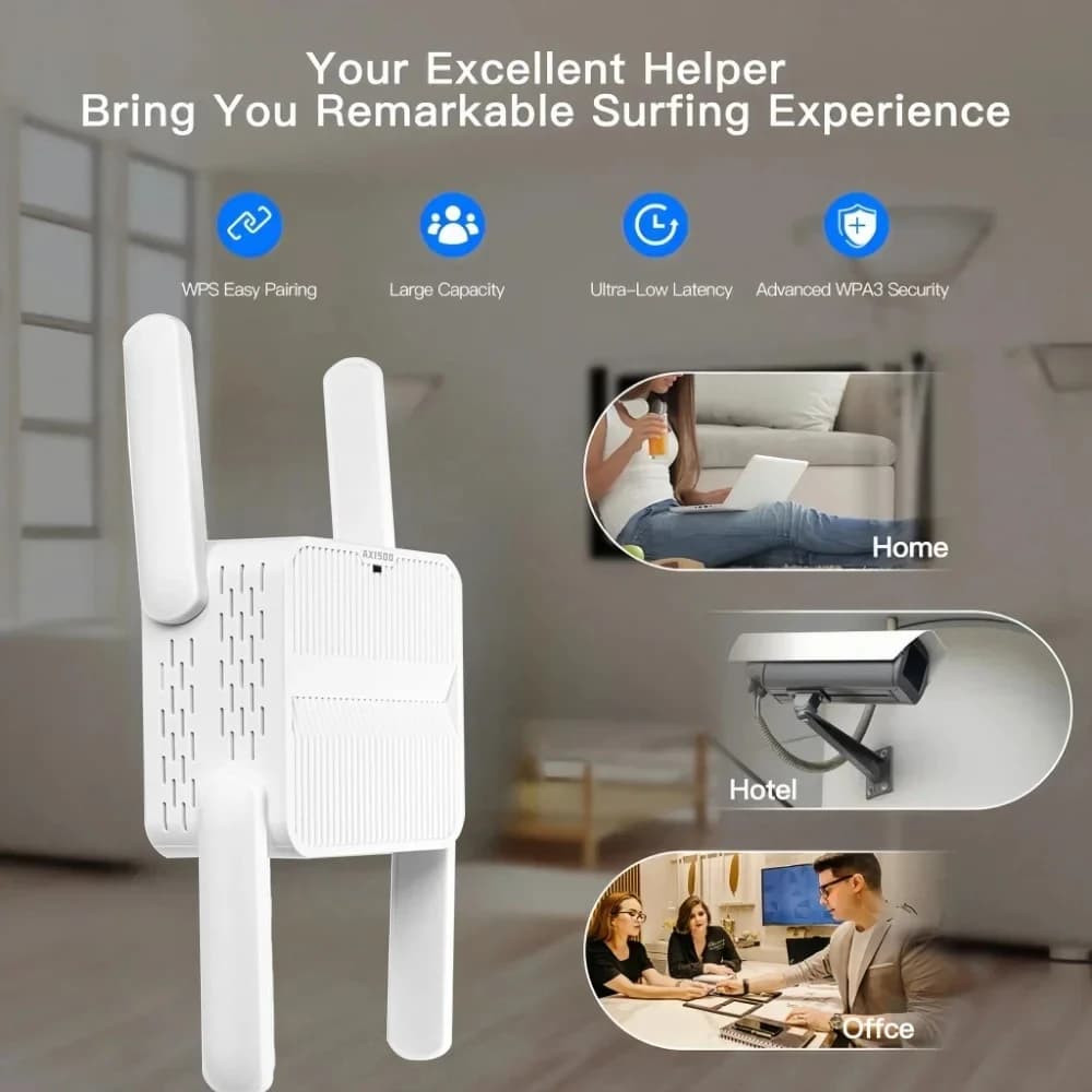 AX1500 WiFi 6 Ripetitore Extender Ripetitore di segnale Dual Band 2.4G/5GHz Amplificatore di segnale Wi-Fi Rete a lungo raggio Facile installazione