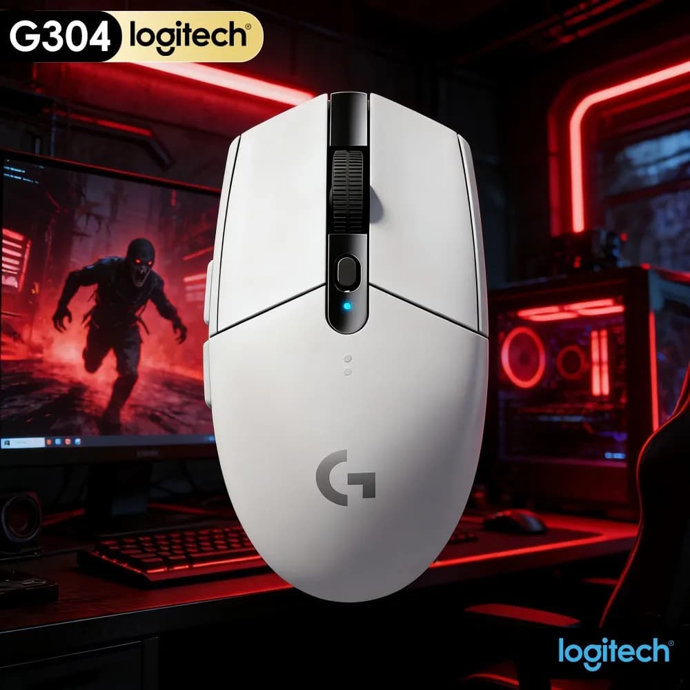 Logitech G304 LIGHTSPEED Wireless Gaming Mouse Standard AA Battery Powered Convenient For Travel Without Charger Device