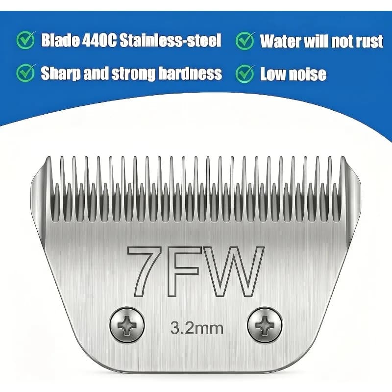 7FW Wide 3.2mm Clipper Blade for Fits Andis Oster Wahl Pet Grooming Trimmers Speeds Up Thick Fur Grooming Smooth Snag-free Cuts