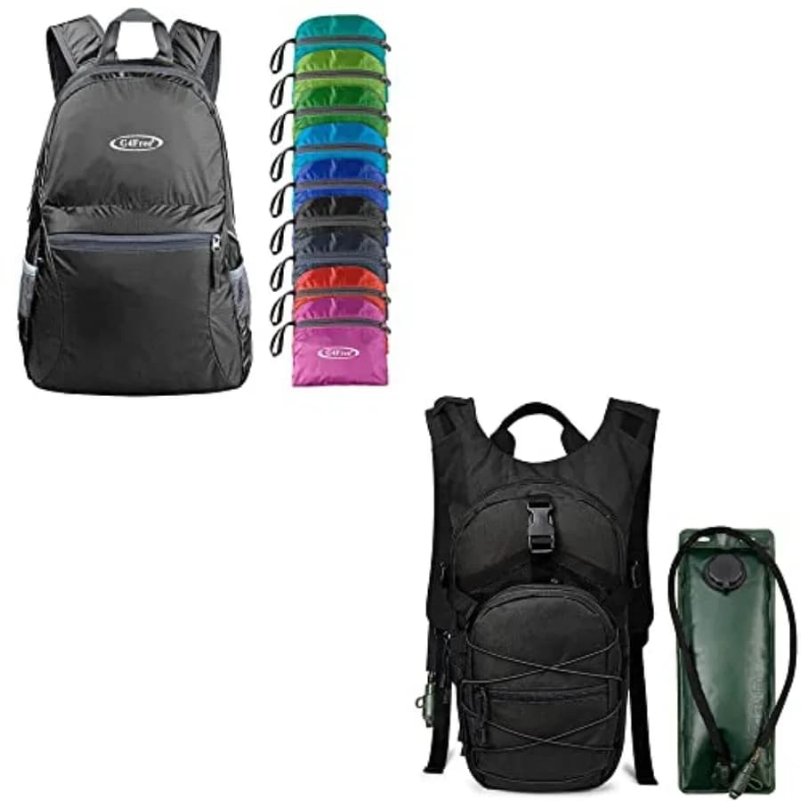 Zaino Leggero e Pieghevole G4Free 20L con Sacca d'Idratazione, Zaino Sportivo per Runner