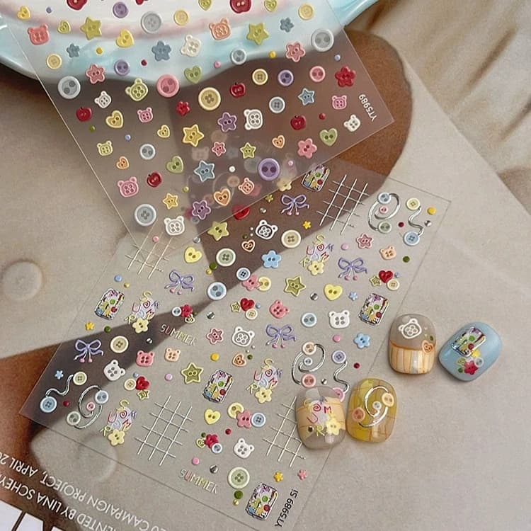 MINKYS Nuovo Arrivo 1pz Adesivo Kawaii a Forma di Stella e Fiore, Adesivi DIY per Scrapbook, Confetti, Decorazioni per Telefono, Fotocamera, Laptop, Adesivi per Unghie