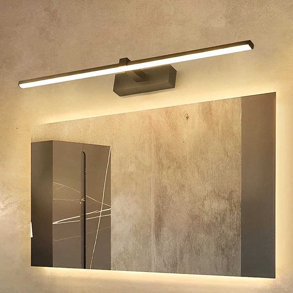Lampada da parete moderna a LED Hardware per il bagno Sconce Luci a tre colori Lampada da bagno in alluminio con linea di specchi per la casa