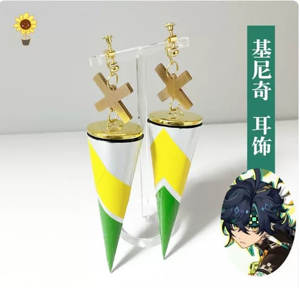 Anime Genshin Impact Kinich Taper Metal Earrings Take Photo Props Accessories Cosplay Costume Ear Clips Acrylic