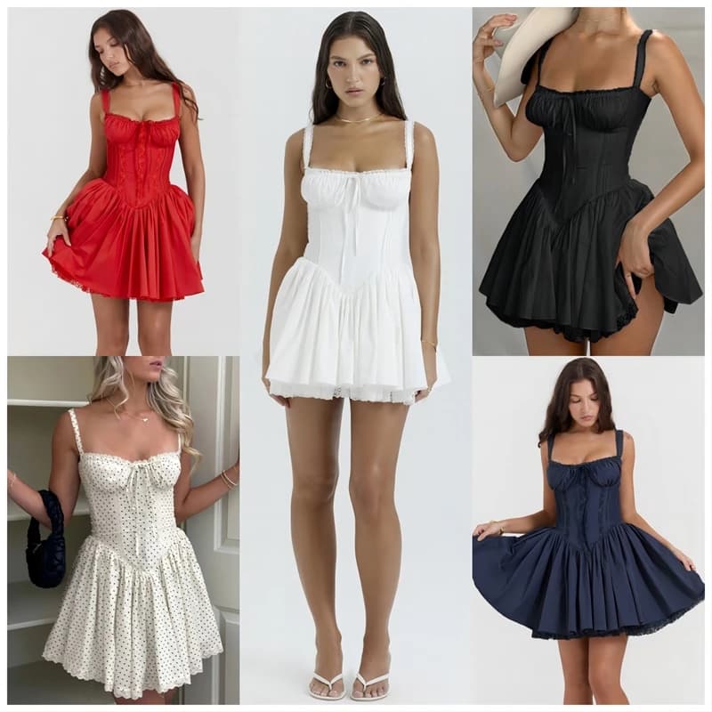 Rockmore Abiti da festa eleganti da donna Moda da sera Bodycone A-Line Abito soffice pieghettato Abito da ballo sexy in pizzo Mini Sunderss