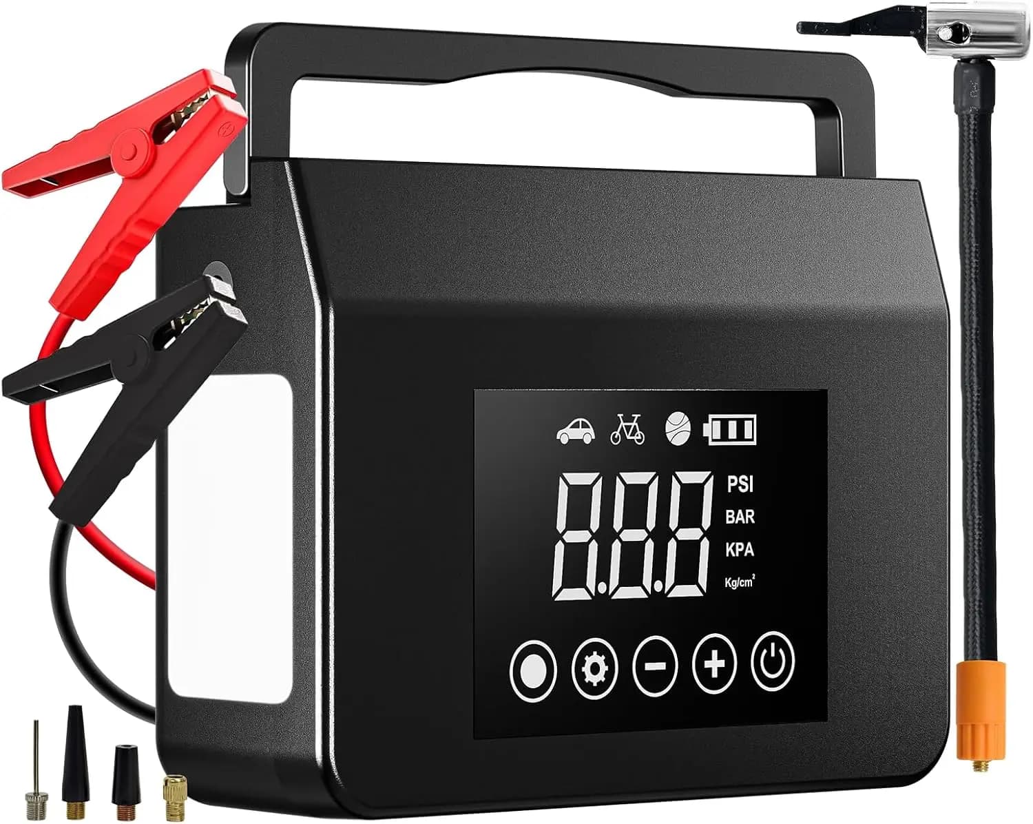 Avviatore d'Emergenza 4-in-1 per Auto con Compressore d'Aria, Booster 4000A per Motori Benzina/Diesel, Gonfiatore Pneumatici 150PSI e Power Bank