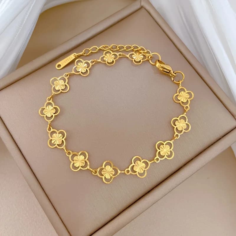 Bracciale a catena con fiori, gioiello da donna alla moda, ipoallergenico e resistente allo sbiadimento, versatile, leggero, lussuoso e semplice.