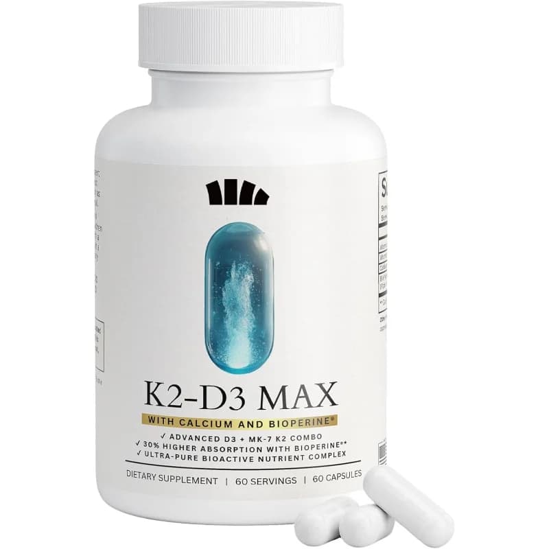 Vitamin D3+K2 4000IU (100mcg) Coconut Oil, 100% Plant-based Vegetarian Vitamin D Supplement 60 Capsules