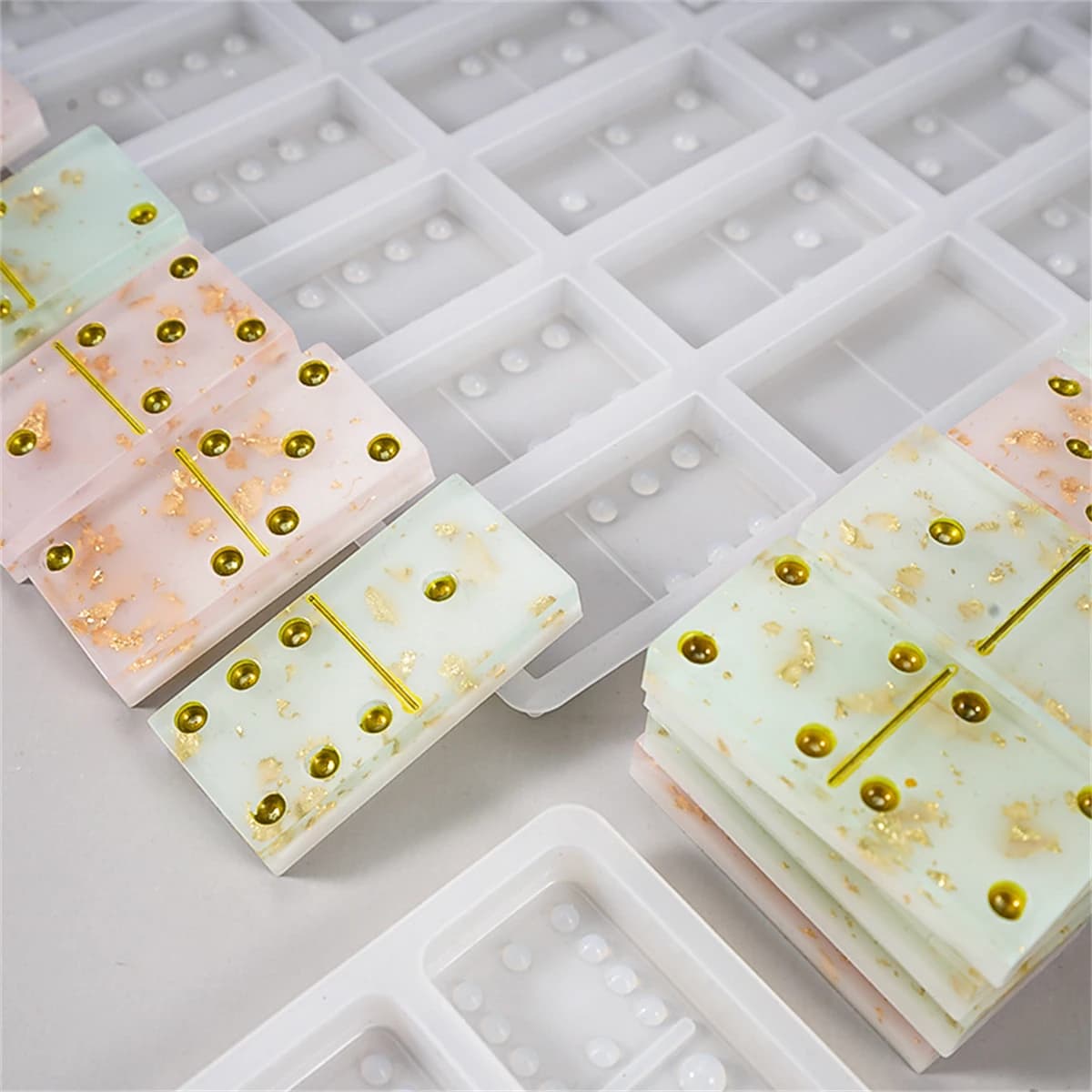 Stampo per blocchi domino in silicone per colata di resina Stampo in resina epossidica Adatto per giochi da tavolo fai-da-te Artigianato e regali Stampo in resina siliconica
