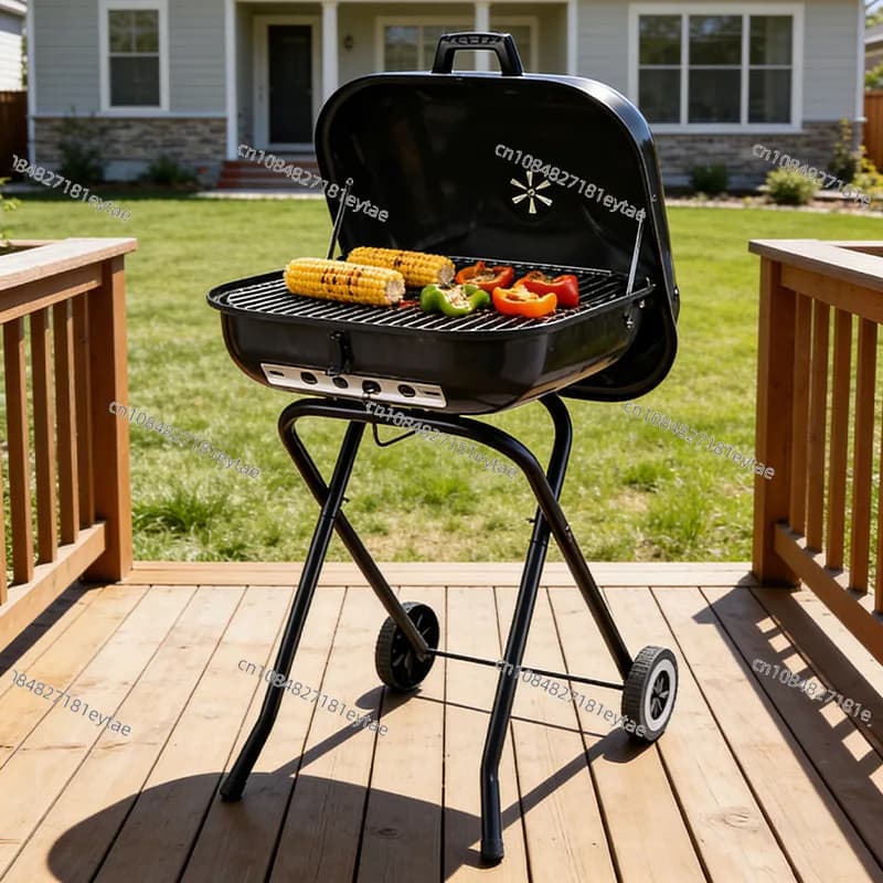 Griglia BBQ Americana Pieghevole da 18 Pollici per Campeggio, Giardino e Patio