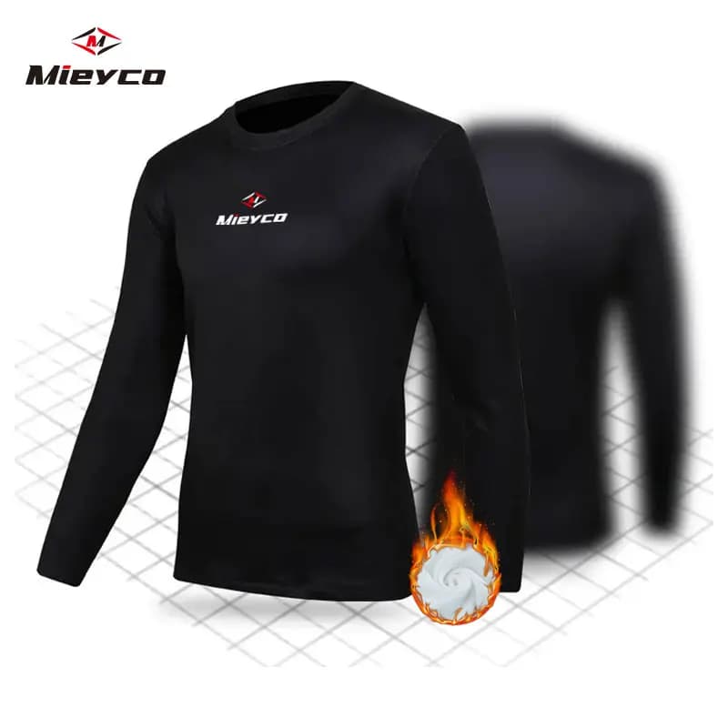 T-shirt Black Cycling Compression 2024, Long Sleeved Thermal Intimate, Hot Top for MTB and Road Bike, Long Winter Sleeve in Pile
