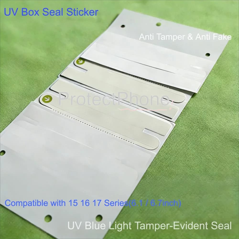 5 Sets OEM Box Sealing Sticker Blue UV Anti-counterfeit Security Label For 15 16 17 Pro Pro Max Phone Repair Packing Seal Tape