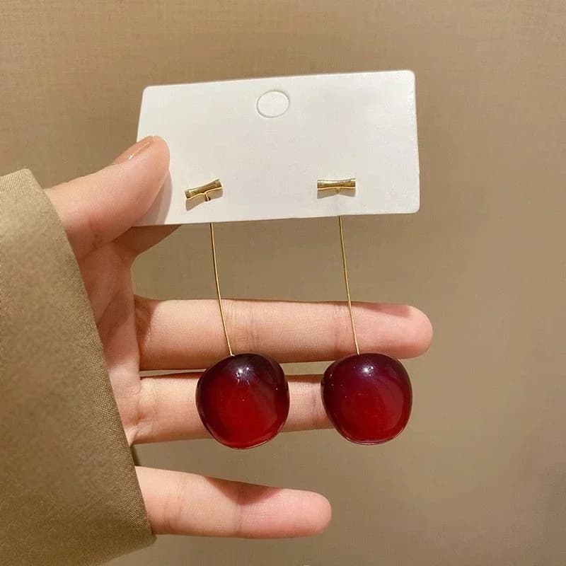Orecchini in ciliegio acrilico per donne ragazze coreano carino frutta ciondola l'orecchino di goccia accessori per gioielli di moda da sposa regalo all'ingrosso