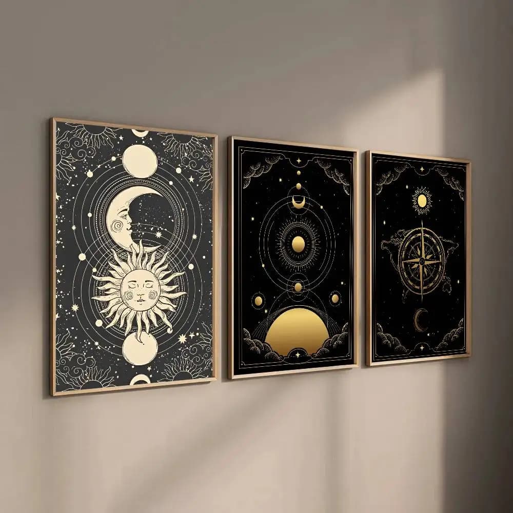 The Sun Moon Tarocchi Card Anime Poster Arte autoadesiva Adesivo di carta impermeabile Coffee House Bar Room Wall Decor