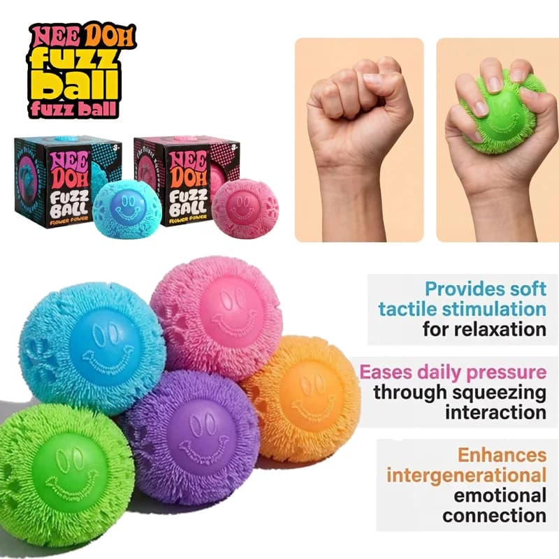 Needoh Fuzz Ball Flower Power Tentacles Fidget Sensory Play ADHD Soft Velvet Flockedfor Kids Adults Calm Down Non-toxic Toy Gift
