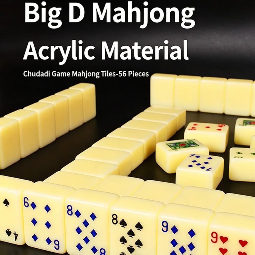 Set di Mahjong Latinoamericano Big D, Tessere in Acrilico Lavorate a Mano, Gioco Portatile per Casa e Tempo Libero