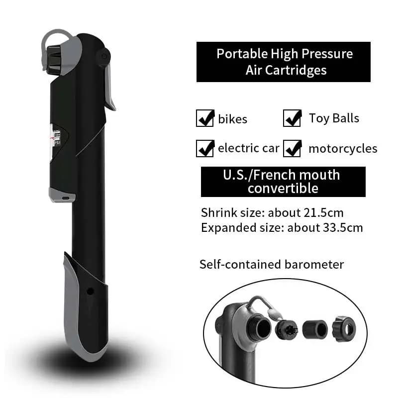 120 PSI Mini Bike Pump with Pressure Gauge Mountain Bicycle Pump Mouth Conversion Tool for Sports & Outdoors