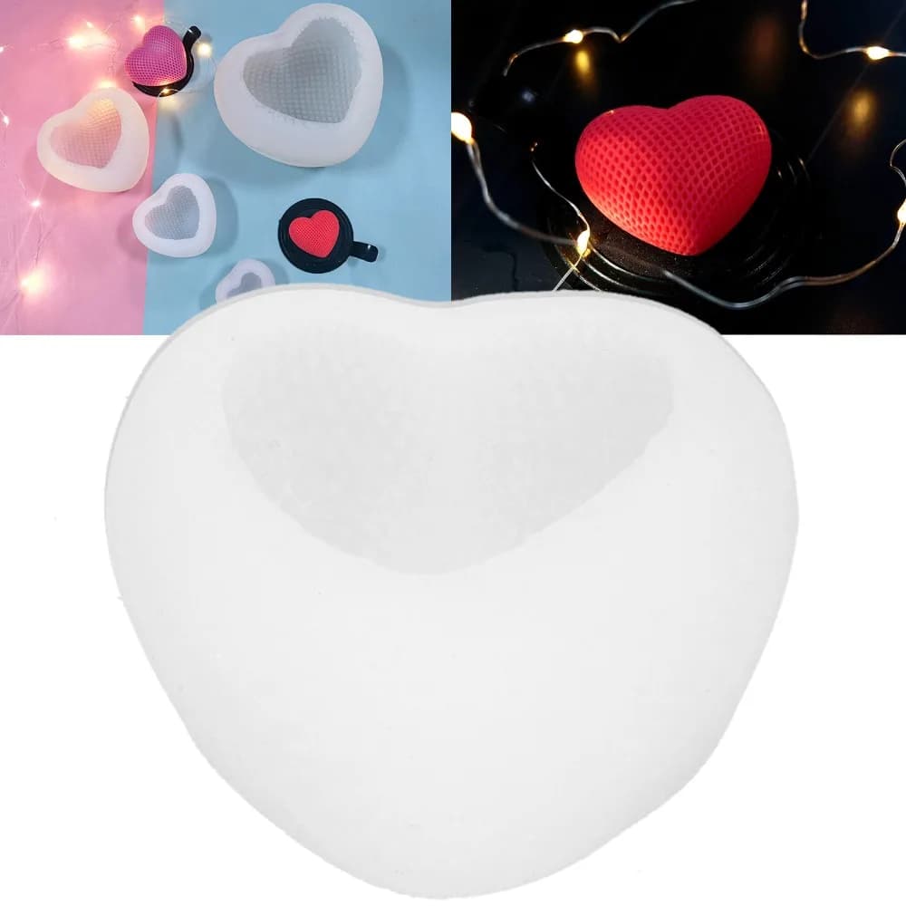 Resin Casting Mould Woven Heart Silicone Mould Reusable White Love Soap Mould Smooth Candle Mould Resin Art