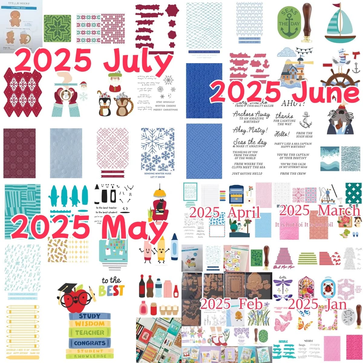 2025 Collezione gennaio a luglio Fiore di Natale Fustellatura Timbro trasparente Stencil Hot Foil Wax Stamper Stampo per album di carte di carta fai da te