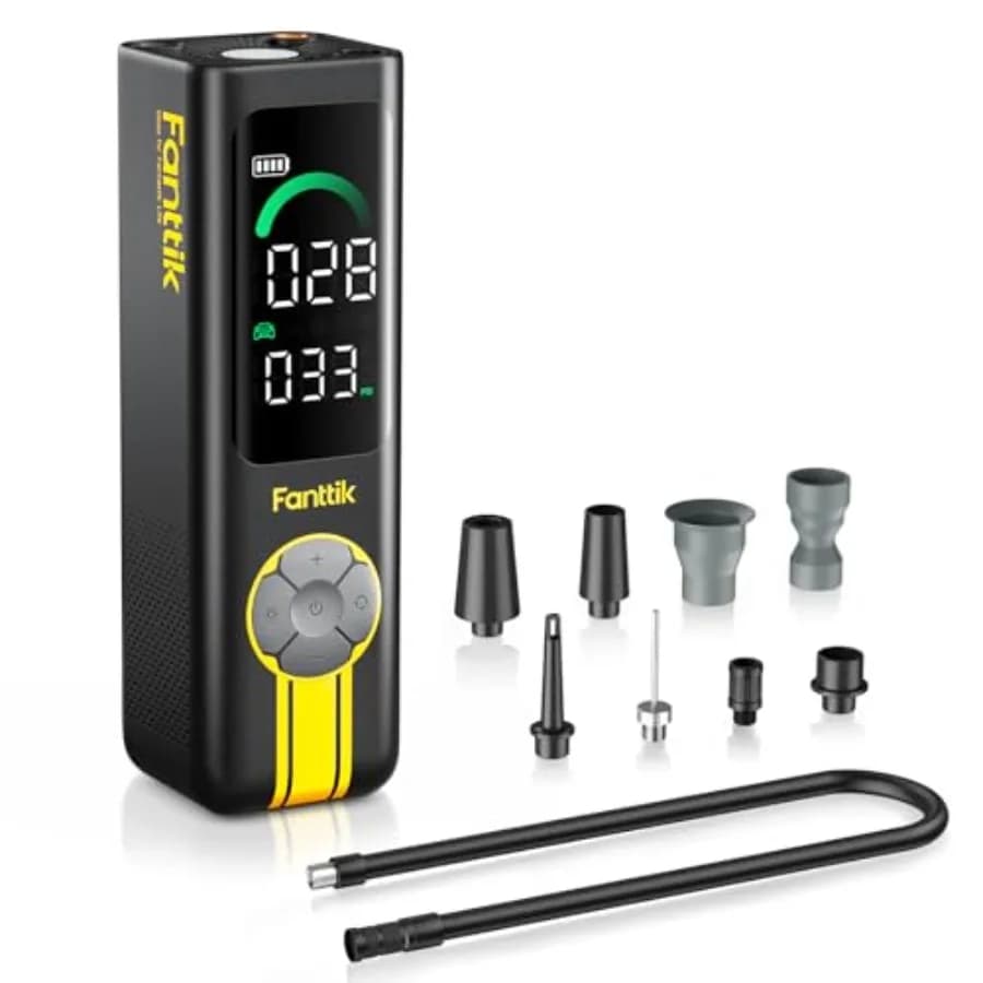 Gonfiatore per pneumatici incrociati Compressore d'aria portatile Gonfiaggio rapido/Diflazione Pompa d'aria Gonfiatore a batteria 150PSI con luce a