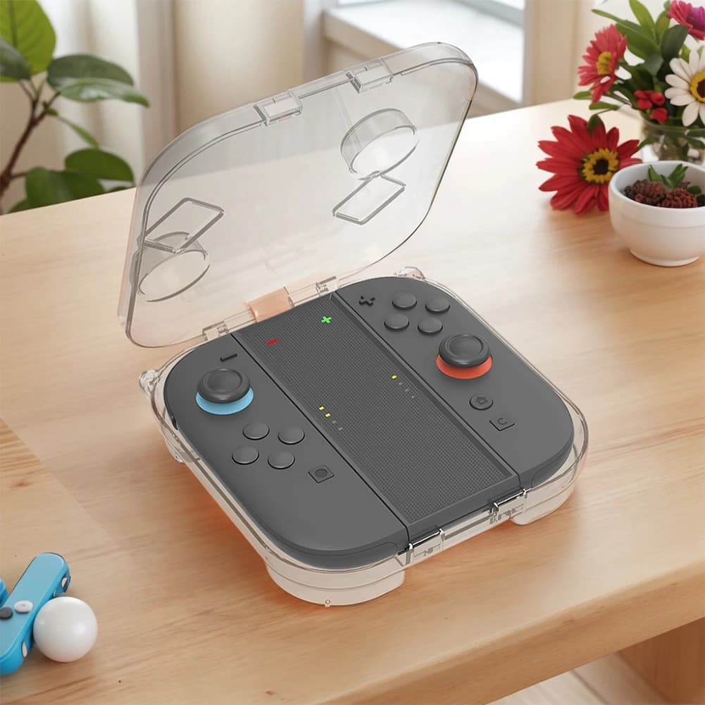 Scatola di Stoccaggio Trasparente con Slot per Schede di Gioco, Custodia Protettiva Trasparente per Accessori Joy-Con di Nintendo Switch2
