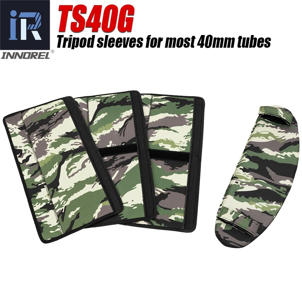 Coprigambe per Treppiede - INNOREL TS40G Coperture Protettive Universali per Treppiede e Imbottitura per Spalla Impermeabile Verde Mimetico per Tubi da 40mm
