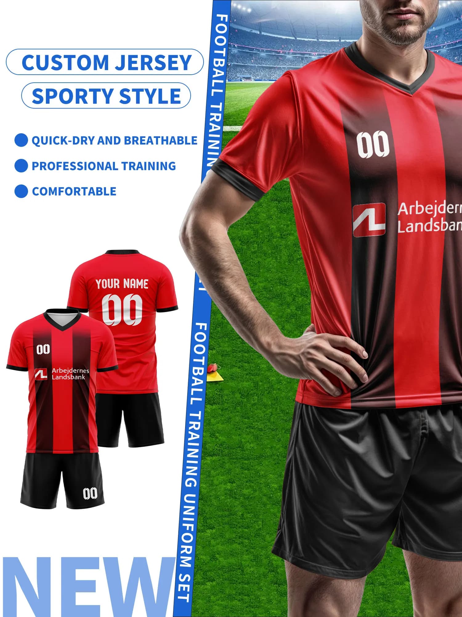 Custom football shirt, custom football t-shirt with name and number, football shirt for team, football shirt for sports fans